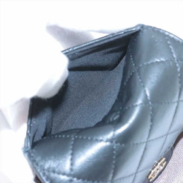 Chanel Black Nappa Lambskin Compact Wallet [Clearance Sale]