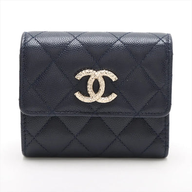 Chanel Black Caviar Calfskin Compact Wallet [Clearance Sale]