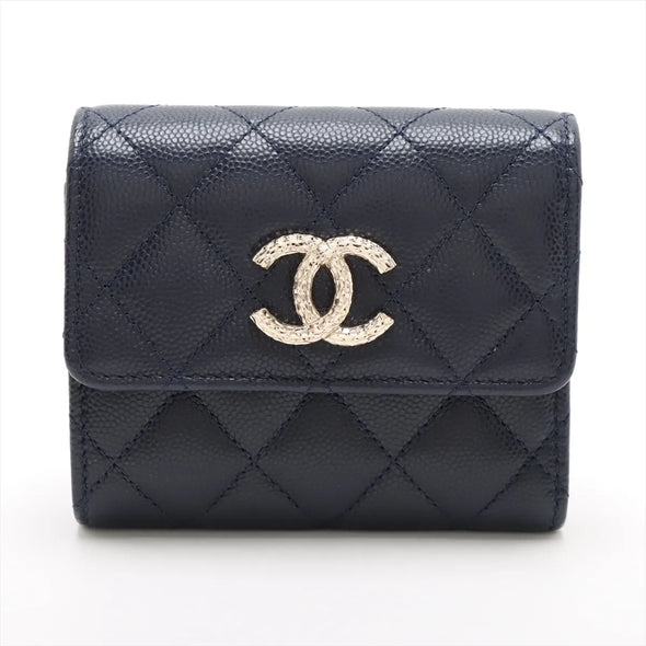 Chanel Black Caviar Calfskin Compact Wallet [Clearance Sale]