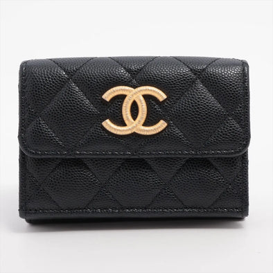 Chanel Black Caviar Calfskin Compact Wallet [Clearance Sale]