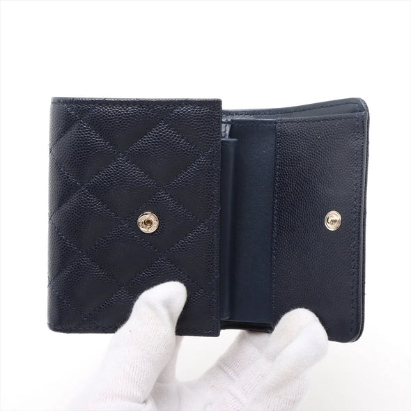 Chanel Black Caviar Calfskin Compact Wallet [Clearance Sale]