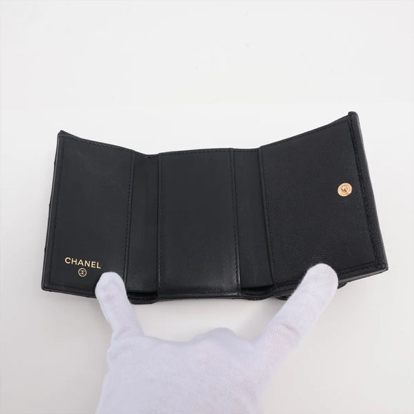 Chanel Black Caviar Calfskin Compact Wallet [Clearance Sale]