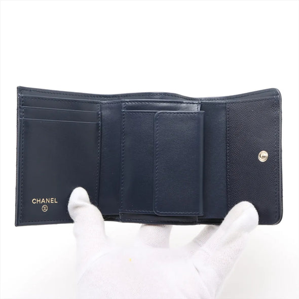 Chanel Black Caviar Calfskin Compact Wallet [Clearance Sale]