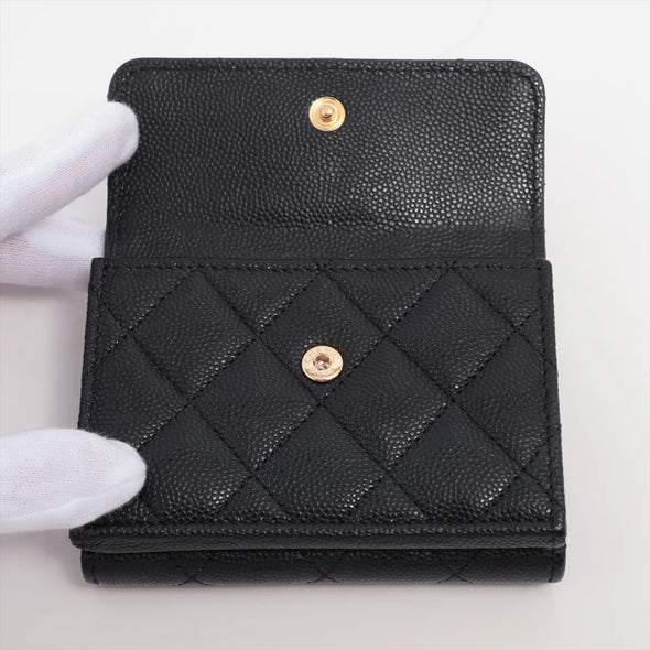 Chanel Black Caviar Calfskin Compact Wallet [Clearance Sale]