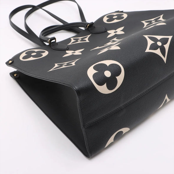 Louis Vuitton Black Beige Bicolor Monogram Empreinte Leather OnTheGo MM [Clearance Sale]