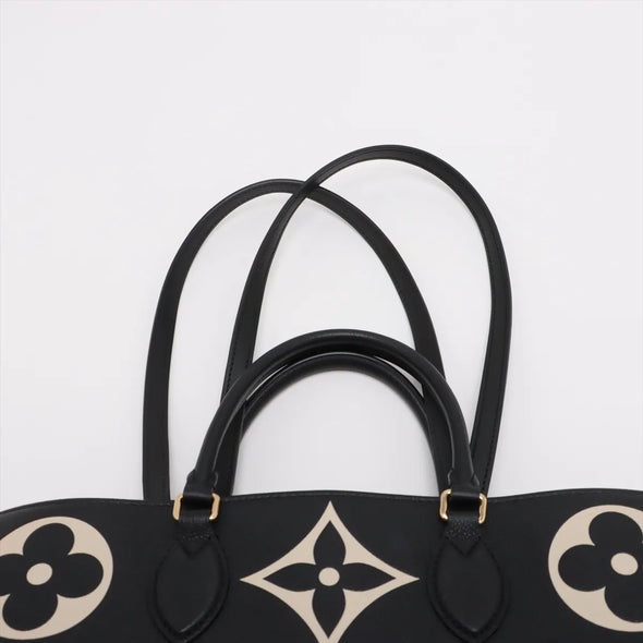 Louis Vuitton Black Beige Bicolor Monogram Empreinte Leather OnTheGo MM [Clearance Sale]