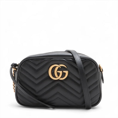 Gucci Black Leather GG Marmont Small Shoulder Bag [Clearance Sale]