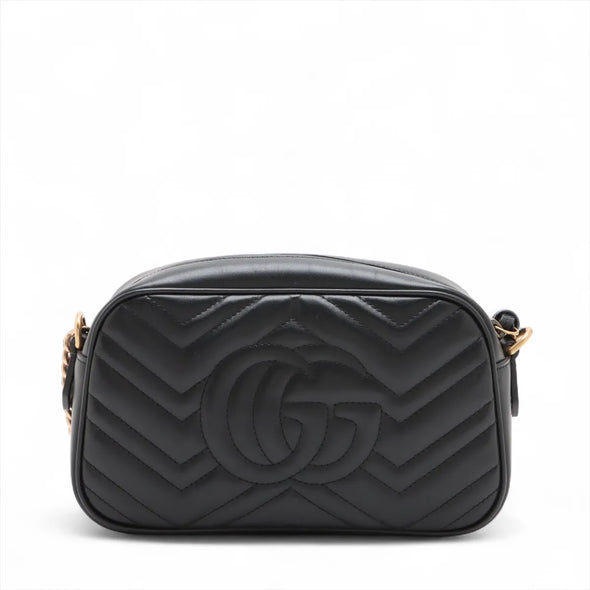 Gucci Black Leather GG Marmont Small Shoulder Bag [Clearance Sale]