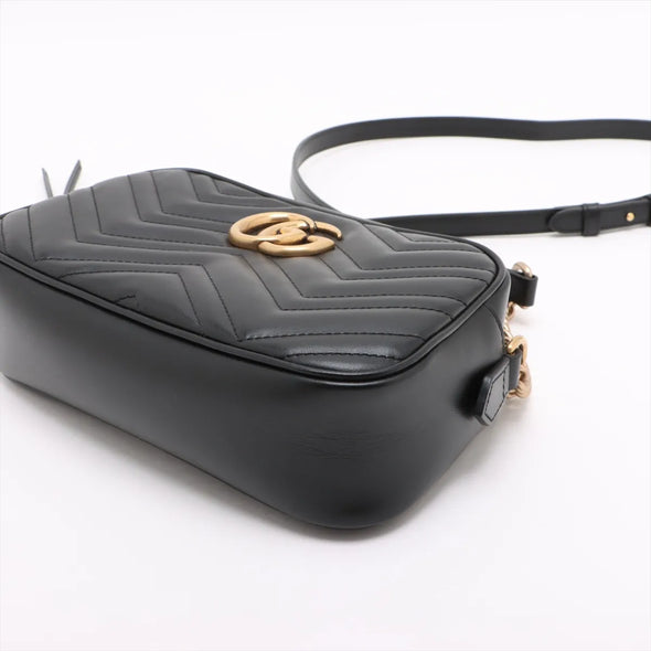 Gucci Black Leather GG Marmont Small Shoulder Bag [Clearance Sale]