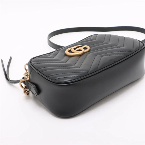 Gucci Black Leather GG Marmont Small Shoulder Bag [Clearance Sale]