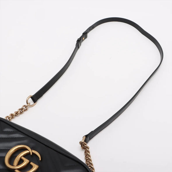 Gucci Black Leather GG Marmont Small Shoulder Bag [Clearance Sale]