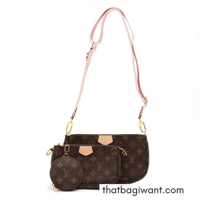 Rose Clair Monogram Canvas Multi Pochette (Rented Out)