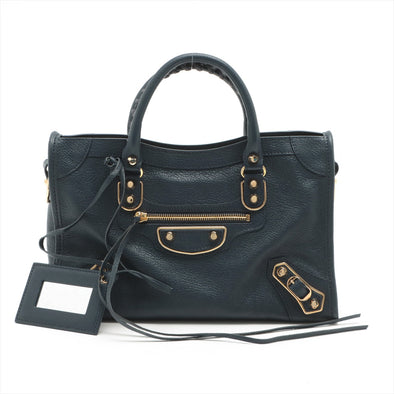 Balenciaga Navy Metallic Edge Small City [Clearance Sale]