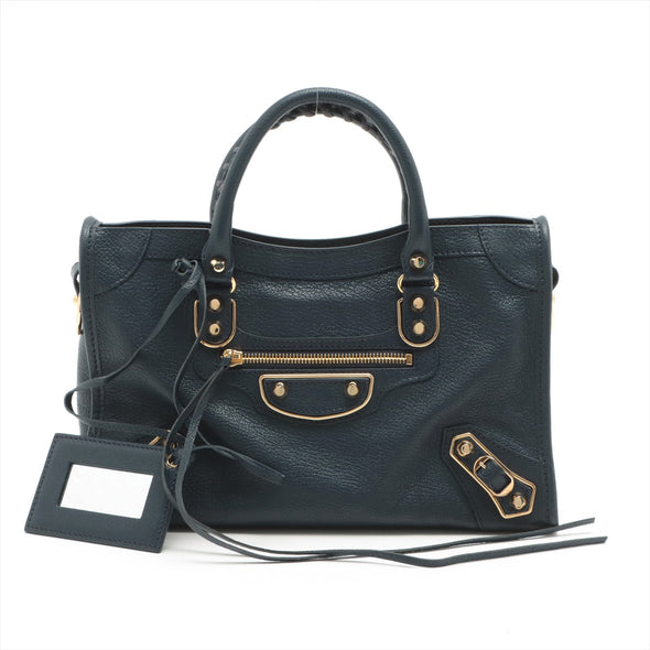 Balenciaga Navy Metallic Edge Small City [Clearance Sale]