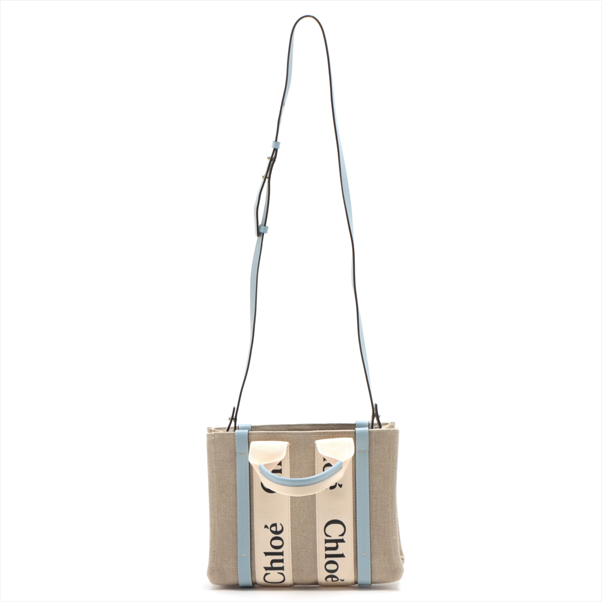 Chloe White And Blue Canvas Small Woody Tote Bag [Clearance