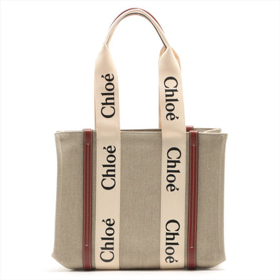 Brown/Beige Canvas Medium Woody Tote (Rented Out)