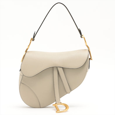 Christian Dior Beige Grained Leather Saddle Bag [Clearance Sale]