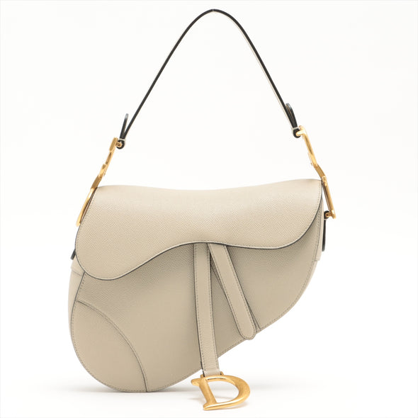 Christian Dior Beige Grained Leather Saddle Bag [Clearance Sale]