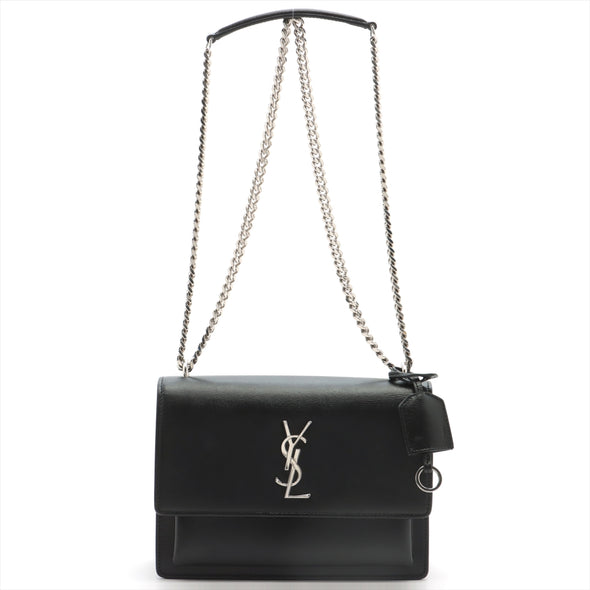 Saint Laurent Black Leather Sunset Medium Chain Bag [Clearance Sale]