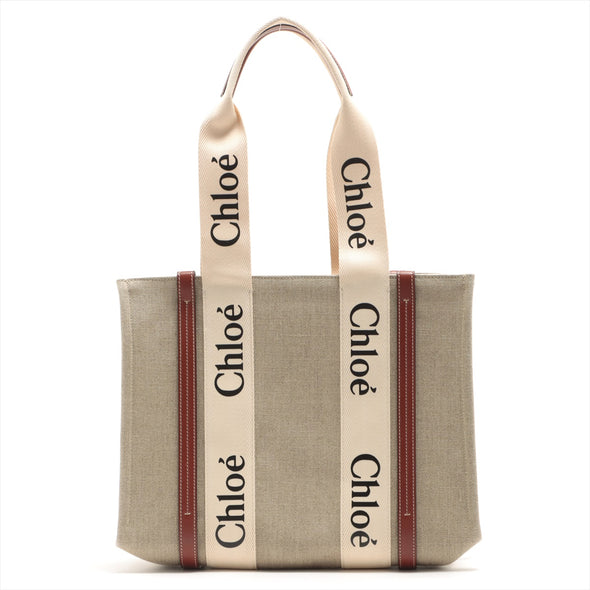 Brown/Beige Canvas Medium Woody Tote (Rented Out)