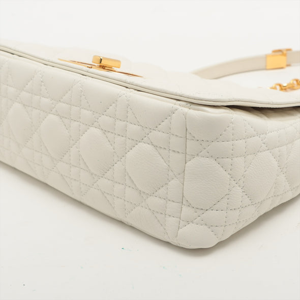 Christian Dior White Medium Dior Caro Shoulder Bag [Clearance Sale]
