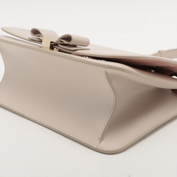 Salvatore Ferragamo Beige Vara Bow Shoulder Bag [Clearance Sale]