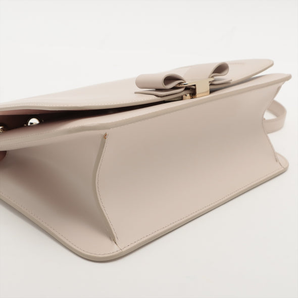 Salvatore Ferragamo Beige Vara Bow Shoulder Bag [Clearance Sale]