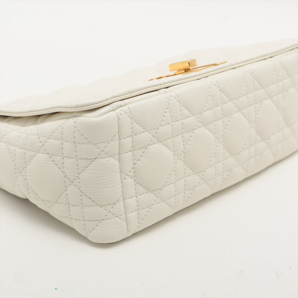 Christian Dior White Medium Dior Caro Shoulder Bag [Clearance Sale]
