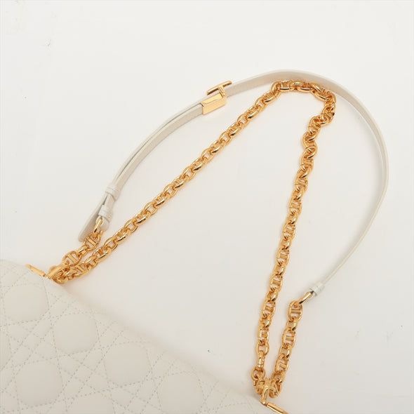 Christian Dior White Medium Dior Caro Shoulder Bag [Clearance Sale]