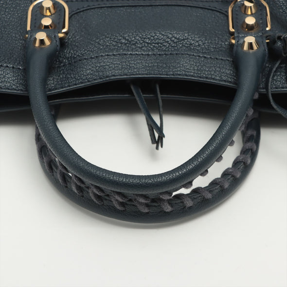 Balenciaga Navy Metallic Edge Small City [Clearance Sale]