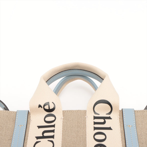 Chloe White And Blue Canvas Small Woody Tote Bag [Clearance Sale]