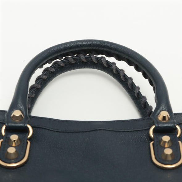 Balenciaga Navy Metallic Edge Small City [Clearance Sale]