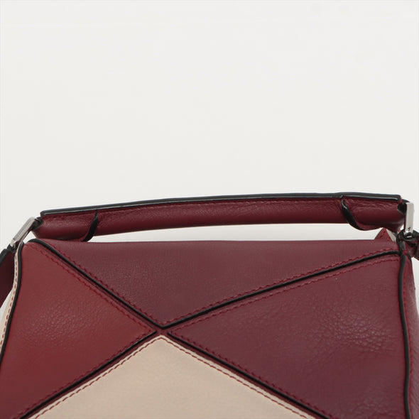 Loewe Bordeaux Beige Calf Leather Mini Puzzle Bag [Clearance Sale]