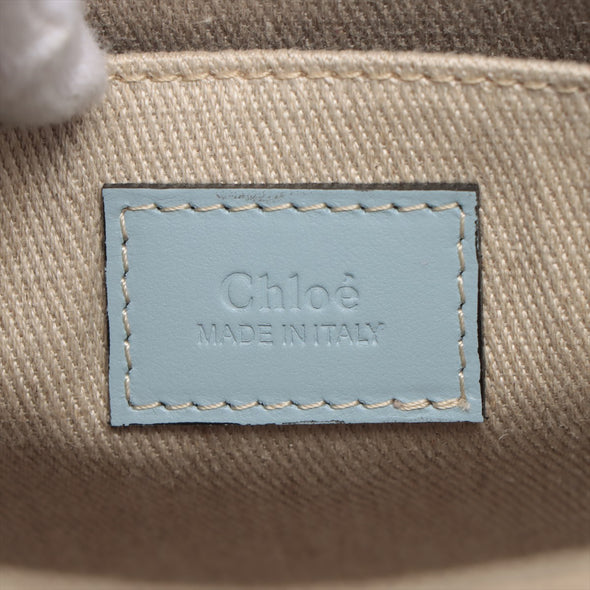 Chloe White And Blue Canvas Small Woody Tote Bag [Clearance Sale]