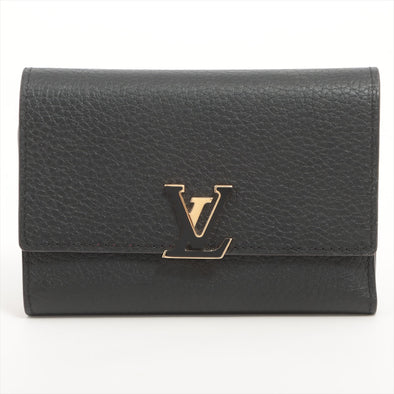 Louis Vuitton Noir Rose Cuir Taurillon Capucines Compact Wallet [Clearance Sale]
