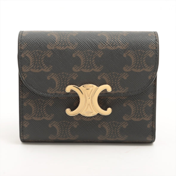 Celine Tan Triomphe Canvas Compact Wallet [Clearance Sale]