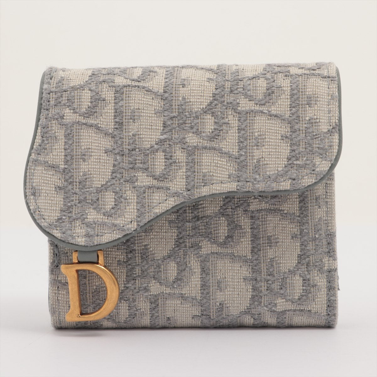 Christian Dior Gray Dior Oblique Jacquard Medium Saddle Wallet