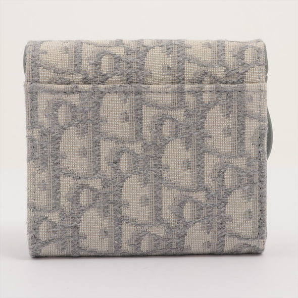 Christian Dior Gray Dior Oblique Jacquard Medium Saddle Wallet [Clearance Sale]