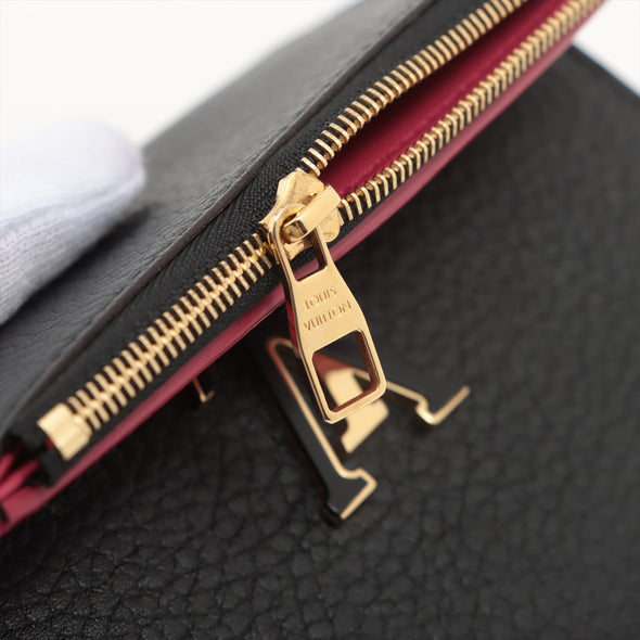 Louis Vuitton Noir Rose Cuir Taurillon Capucines Compact Wallet [Clearance Sale]