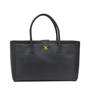 Black Calf Leather Cerf Tote in Goldtone Hardware (Rented Out)