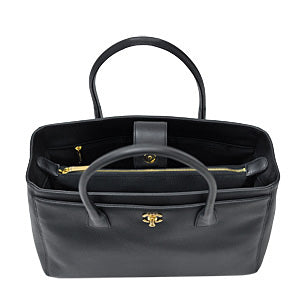 Black Calf Leather Cerf Tote in Goldtone Hardware (Rented Out)
