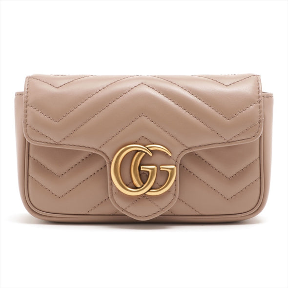 Gucci Dusty Pink GG Marmont Matelassé Leather Super Mini Bag