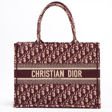 Christian Dior Bordeaux Oblique Embroidery Medium Book Tote [Clearance Sale]