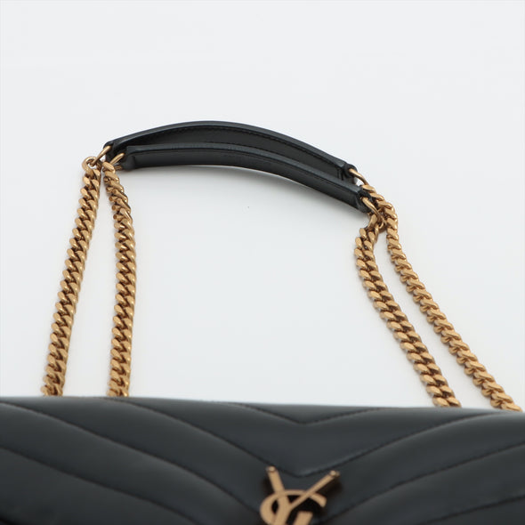 Saint Laurent Black Quilted Leather Loulou Medium Shoulder Bag [Clearance Sale]