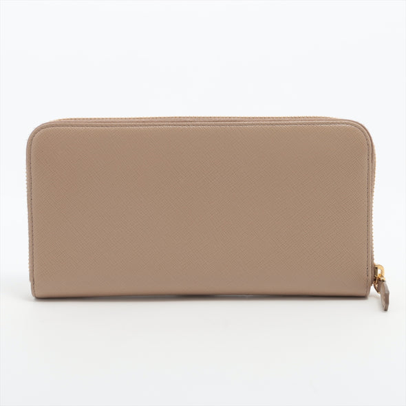 Prada Cammeo Saffiano Triangle Large Zip Around Leather Wallet [Clearance Sale]