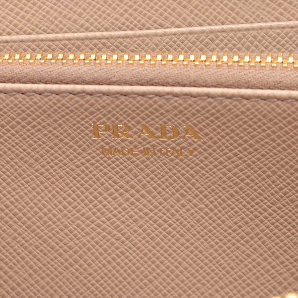 Prada Cammeo Saffiano Triangle Large Zip Around Leather Wallet [Clearance Sale]
