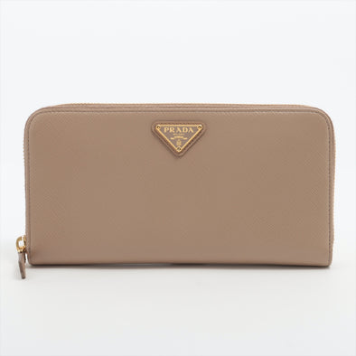 Prada Cammeo Saffiano Triangle Large Zip Around Leather Wallet [Clearance Sale]