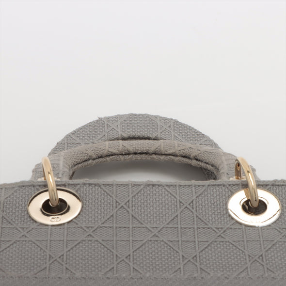 Christian Dior Gray Cannage Embroidery Medium Lady D-Lite Bag [Clearance Sale]