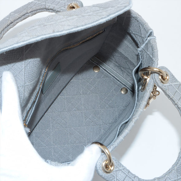 Christian Dior Gray Cannage Embroidery Medium Lady D-Lite Bag [Clearance Sale]