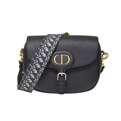 Christian Dior Blue & Grey Canvas & Leather jaquard Oblique Zip closure Bag  — Labels Resale Boutique